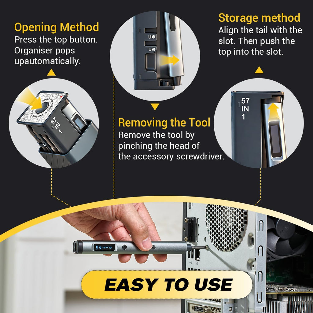 Electric Precision Screwdriver Set 52 Bits OLED Display USB-C for Electronics Repair