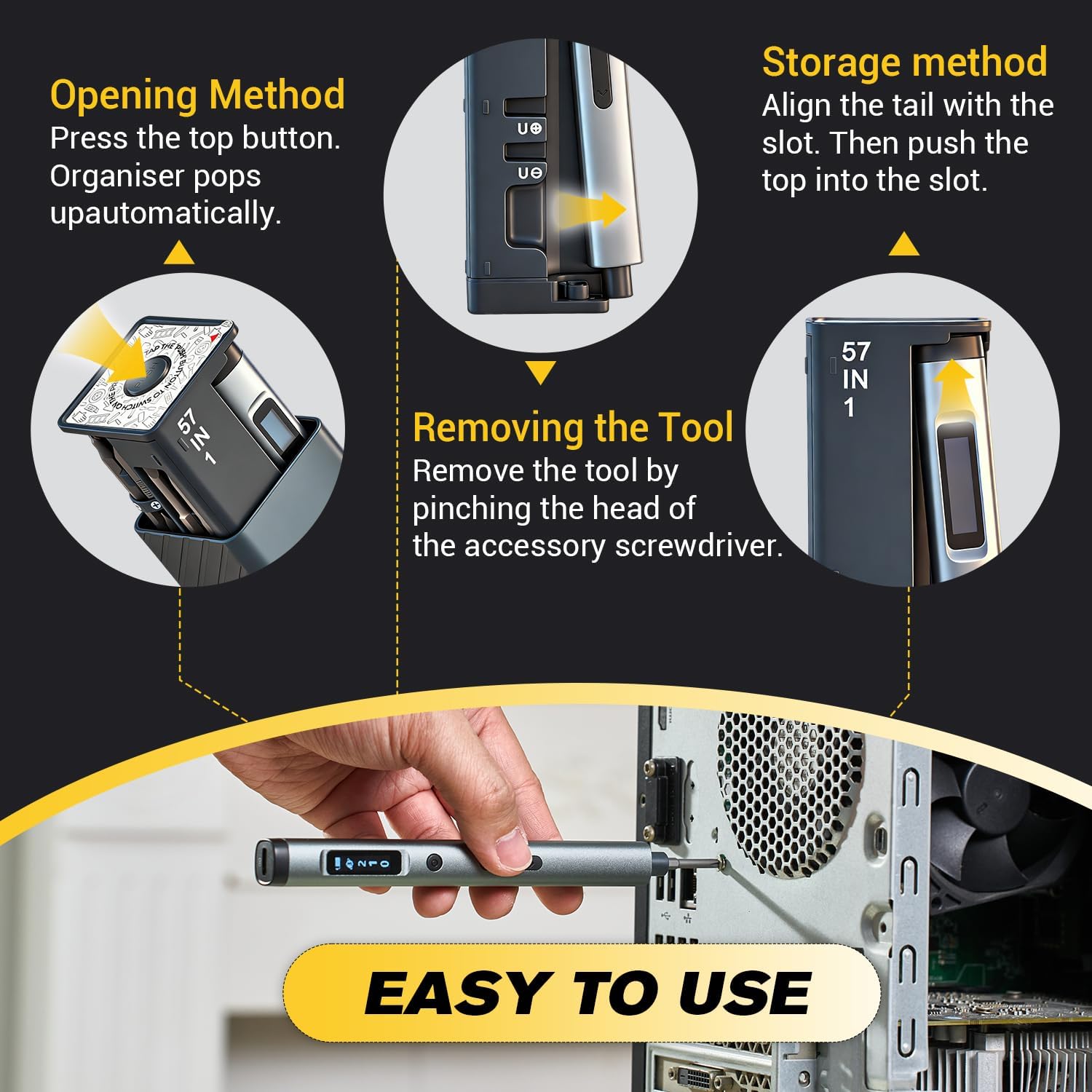 Electric Precision Screwdriver Set 52 Bits OLED Display USB-C for Electronics Repair
