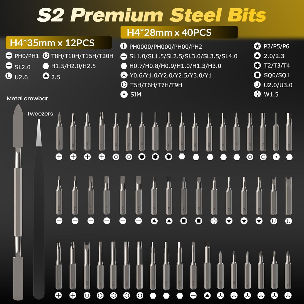 Electric Precision Screwdriver Set 52 Bits OLED Display USB-C for Electronics Repair