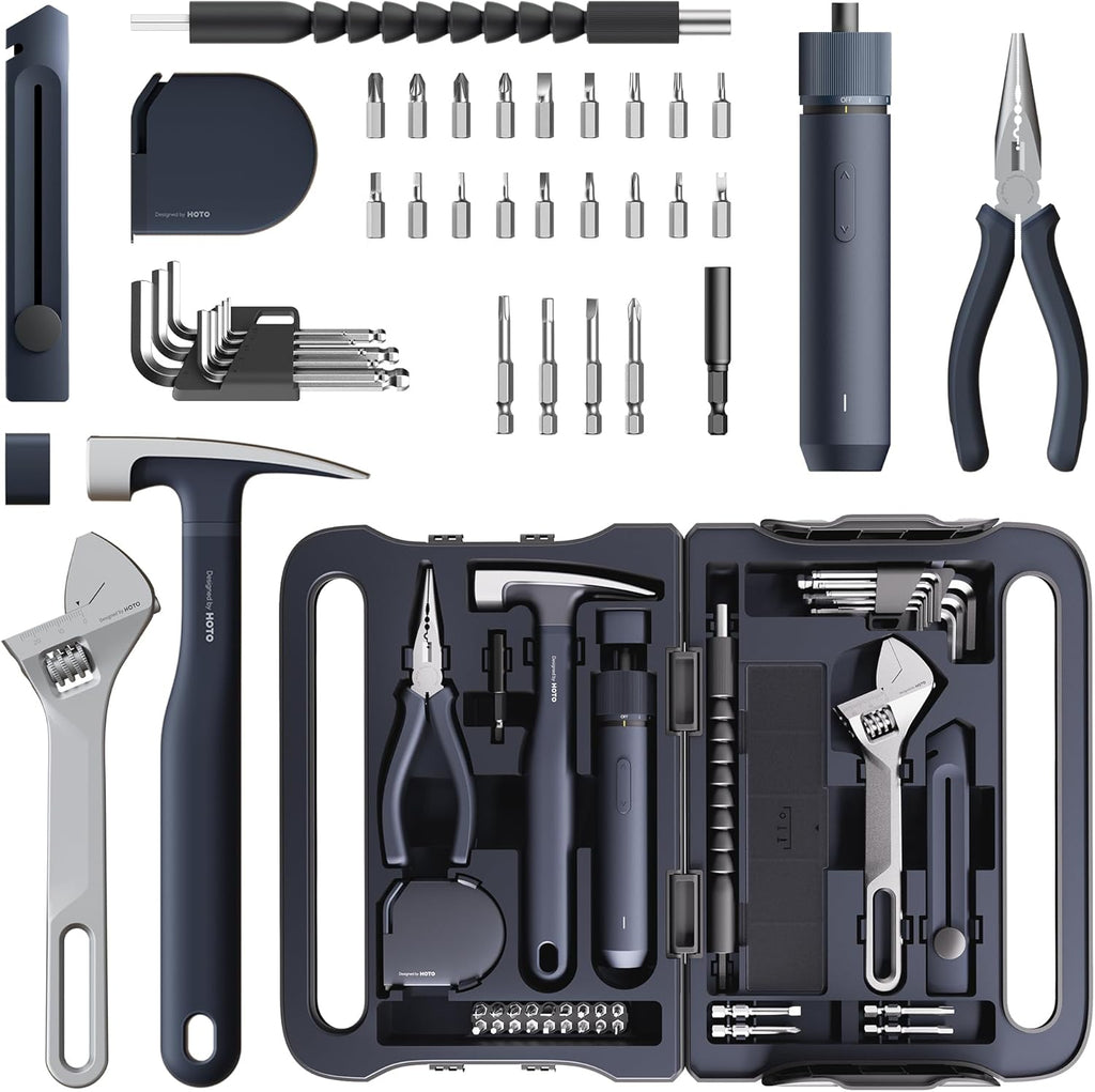 40 Piece Home Tool Kit with Cordless Electric Screwdriver and Organized Storage Case
