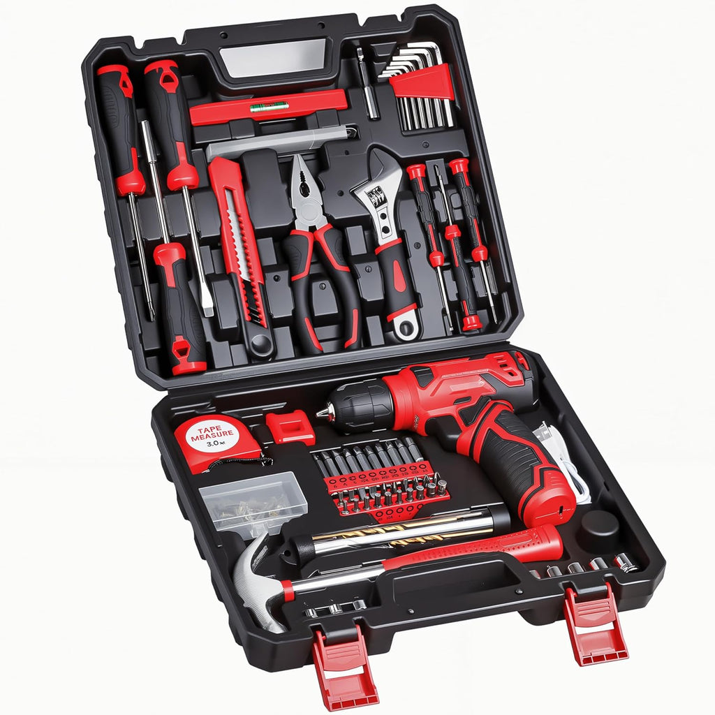 8V Cordless Drill Set 1500mAh Rechargeable 10 Drill Bits Home Tool Kit USB-C