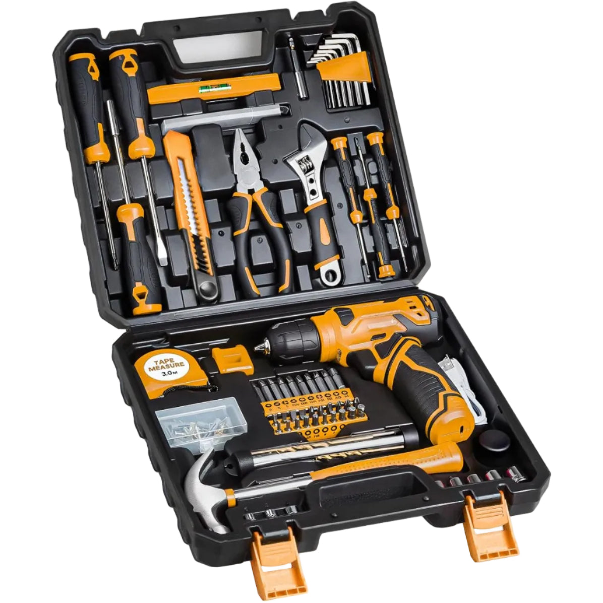 8V Cordless Drill Set 1500mAh Rechargeable 10 Drill Bits Home Tool Kit USB-C