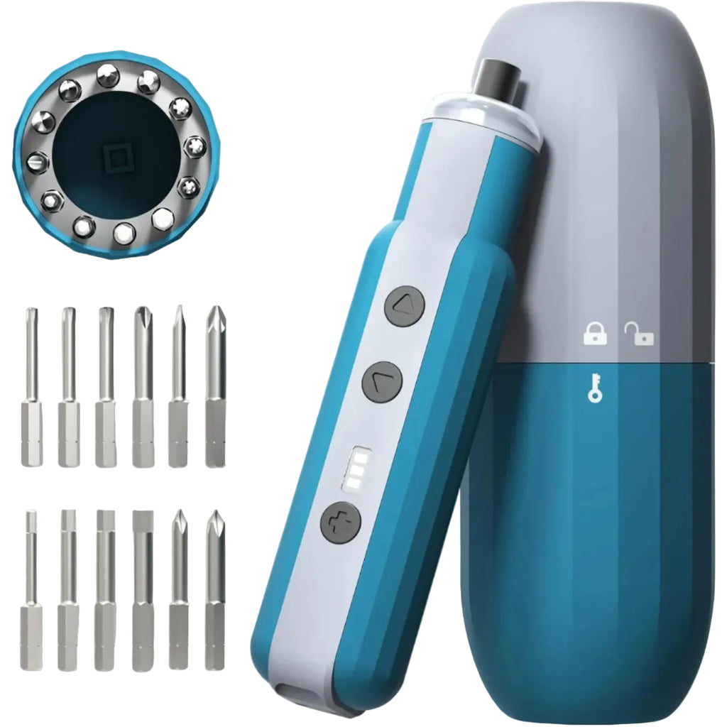 Cordless Electric Screwdriver 3.7V 12 Bits 3-Level Torque USB-C Rechargeable Home Repair