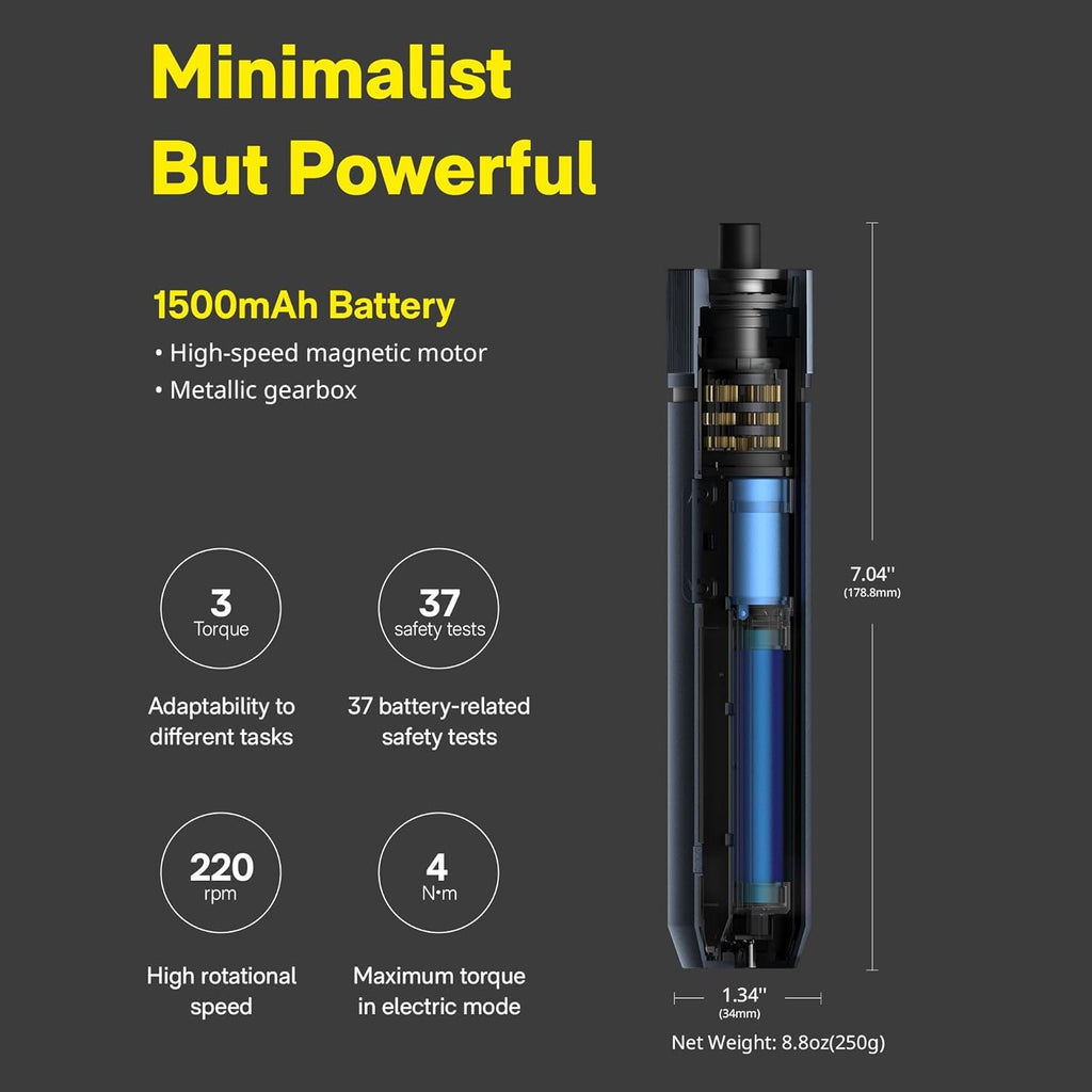 Rechargeable Electric Screwdriver 3.6V 25 Bits 3-Level Torque Magnetic Case USB-C